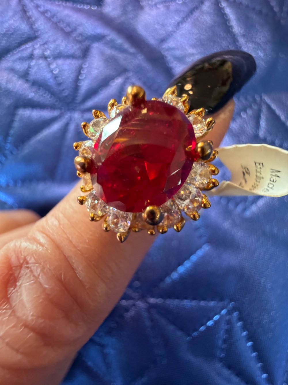 Park Lane Red Oval Stone Gold-Tone Statement Ring – Size 7